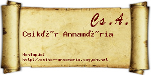 Csikár Annamária névjegykártya